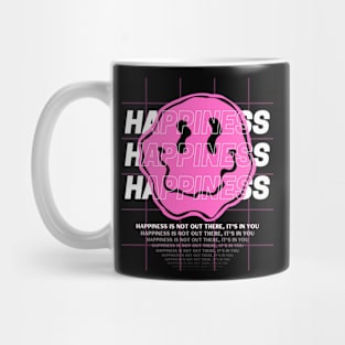 Happiness, is not out there, it's in you. Vintage Retro Indie, Motivational and Inspirational Quotes, Distorted Mug